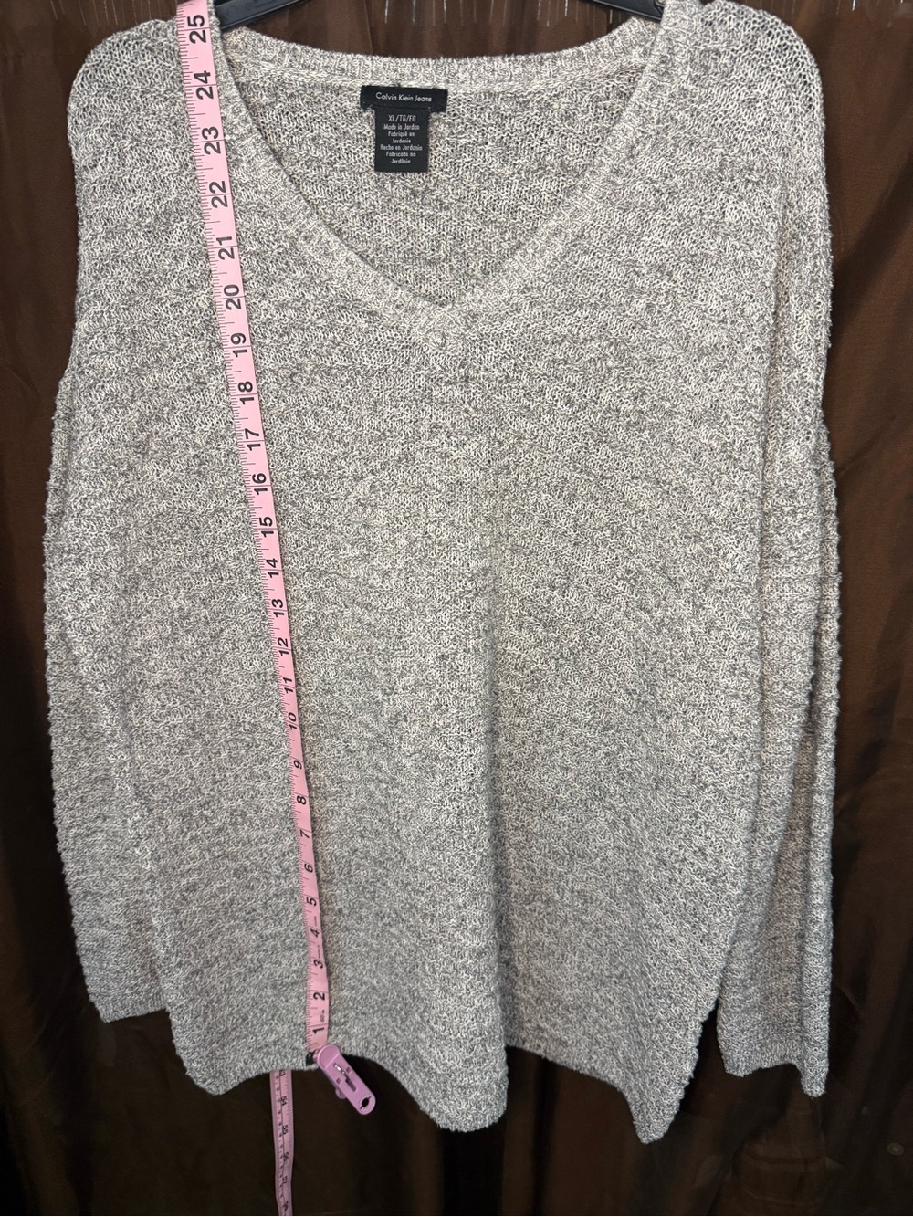 Calvin Klein Jeans Light Heathered Cream V-Neck Pullover